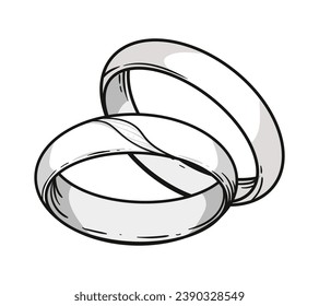 Ilustración del contorno del anillo. esbozo de anillo dibujado a mano. Dibujo vectorial en blanco y negro de anillo. Anillo aislado sobre fondo blanco. ilustración vectorial. Dibujo de líneas de anillos. contorno de anillos de boda.