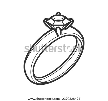 Ring outline illustration. hand drawn Ring sketch. Ring black and white vector drawing. Ring isolated on white background. vector illustration. Rings line art drawing. wedding rings outline.