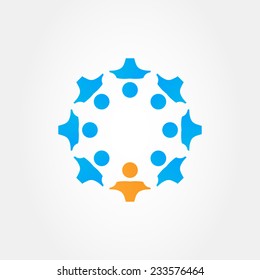 Ring of people icon with modern style and colors. The bottom person highlighted with orange gradient color.