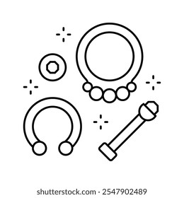 ring piercing line icon vector. ring piercing sign. isolated contour symbol black illustration