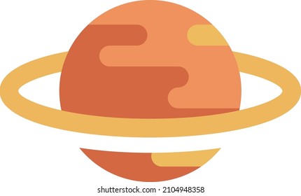 Ring planet sphere icon. Flat saturn symbol