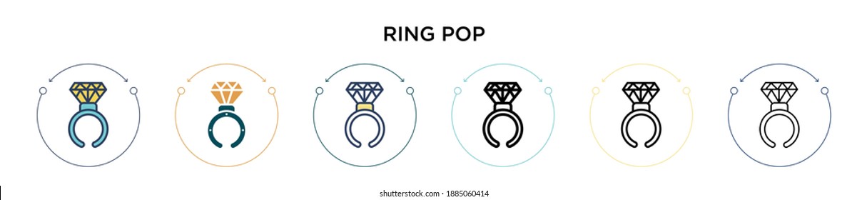 Ring pop icon in filled, thin line, outline and stroke style. Vector illustration of two colored and black ring pop vector icons designs can be used for mobile, ui, web
