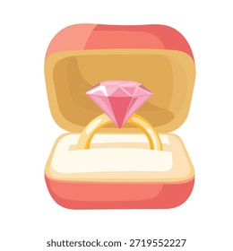 Toque com uma pedra preciosa em uma caixa. Clipart de vetor plano, ilustração com plano de fundo isolado.