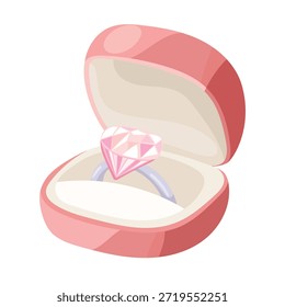 Toque com uma pedra preciosa em uma caixa. Clipart de vetor plano, ilustração com plano de fundo isolado.