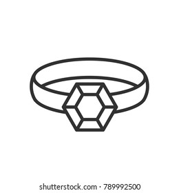 A ring with a precious stone. linear icon. Line with Editable stroke