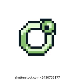 Ring with precious stone. Logo for the jewelry store. Web site icon. Video game sprite. Pixel art style. Isolated vector illustration.