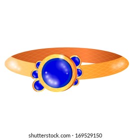 ring with precious stone on white background