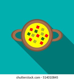 Ring with precious stones icon in flat style with long shadow. Jewelry symbol vector illustration