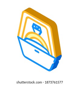 anillo para proponer matrimonio con vector de icono isométrico. Anillo para proponer el signo del matrimonio. ilustración de símbolo aislado