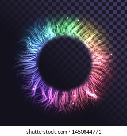 Ring of rainbow fire, luminous round frames