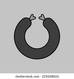 Ring of raw sausage vector grayscale icon. Barbecue and bbq grill sign. Graph symbol for cooking web site and apps design, logo, app, UI