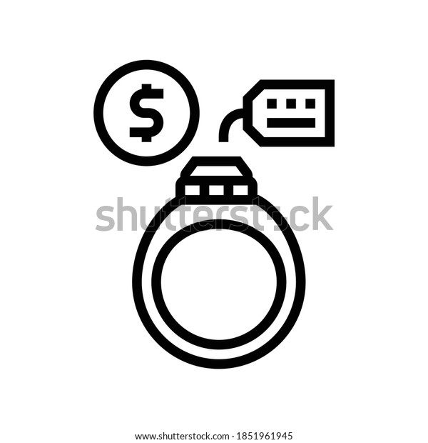 ring rental line icon vector. ring\
rental sign. isolated contour symbol black\
illustration