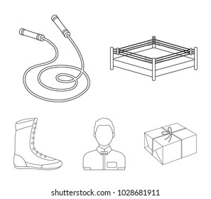 Ring, rope, referee, sneakers Boxing set collection icons in outline style vector symbol stock illustration web.