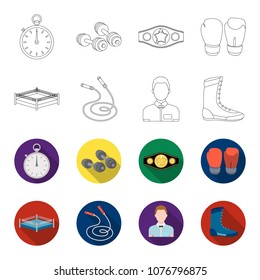 Ring, rope, referee, sneakers Boxing set collection icons in outline,flet style vector symbol stock illustration web.