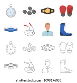 Ring, rope, referee, sneakers Boxing set collection icons in cartoon,outline style vector symbol stock illustration web.