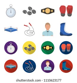Ring, rope, referee, sneakers Boxing set collection icons in cartoon,flat style vector symbol stock illustration web.