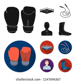 Ring, rope, referee, sneakers Boxing set collection icons in black,flat style vector symbol stock illustration web.