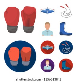 Ring, rope, referee, sneakers Boxing set collection icons in cartoon,flat style vector symbol stock illustration web.