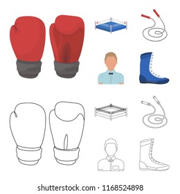 Ring, rope, referee, sneakers Boxing set collection icons in cartoon,outline style vector symbol stock illustration web.