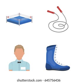 Ring, rope, referee, sneakers. Boxing set collection icons in cartoon style vector symbol stock illustration web.
