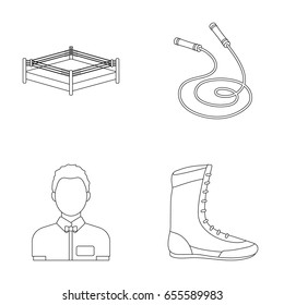 Ring, rope, referee, sneakers Boxing set collection icons in outline style vector symbol stock illustration web.