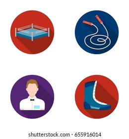 Ring, rope, referee, sneakers Boxing set collection icons in flat style vector symbol stock illustration web.