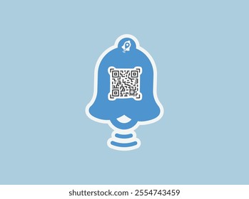 Ring  Scan Professional Bell Icon and QR Code Vector Art Concepts