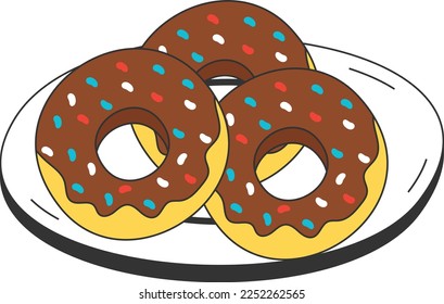 ring shaped cake vector icon design, Fast Food symbol, Junk food sign, popular inexpensive good taste snacks stock illustration, Chocolate Glazed doughnut or donut concept