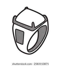 ring with simple square gemstone black and white