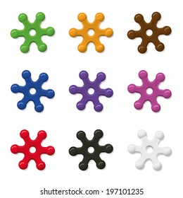 Ring with six rounded arms. Easy to change color.