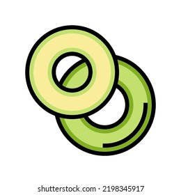 vector de icono de color de corte de aguacate en segmento de anillo. señal de corte de aguacate de corte de la sección de anillo. ilustración de símbolo aislado