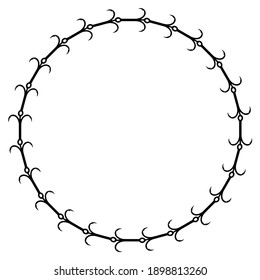 ring with spikes vector, circle with hooks print isolated, circle spiky thorn