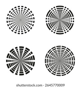 Ring spiral pattern. Black circle design. Geometric loop illustration. Vector modern symbol.