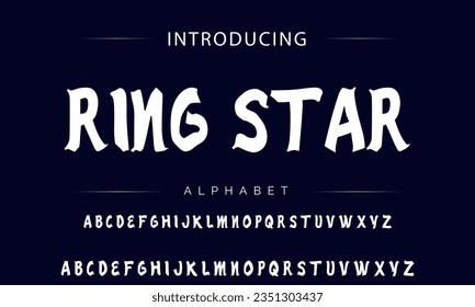 Ring Star brush stroke handwritten alphabet vector sans serif font design
