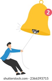 Ring subscription bell to get reminder for new social media content,  Woman new subscriber ringing bell
