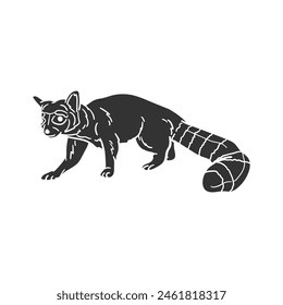 Ring Tailed Cat Icon Silhouette Illustration. Animals Vector Graphic Pictogram Symbol Clip Art. Doodle Sketch Black Sign.