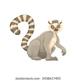 Ring Tailed Lemur Animal Species Cartoon Illustration Vector