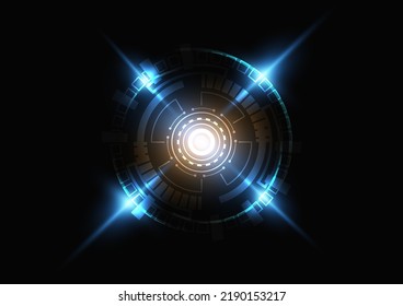 tecnología de anillo, luz de neón futurista sobre fondo negro, ilustración vectorial.