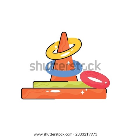 Ring toss doodle vector filled outline Sticker. EPS 10 file