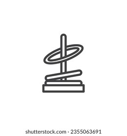 Ring toss game line icon. linear style sign for mobile concept and web design. Ring toss outline vector icon. Symbol, logo illustration. Vector graphics