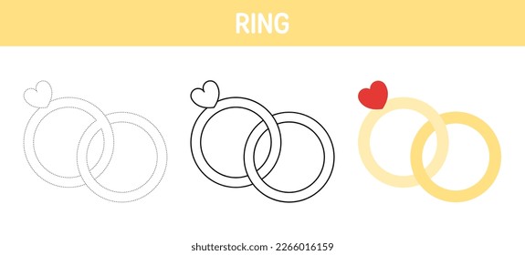 Ring tracing and coloring worksheet for kids
