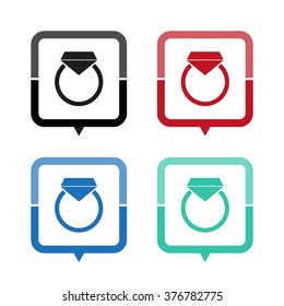 ring - vector icon; map pointer;  message bubble