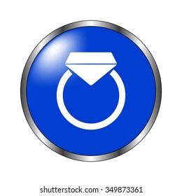 ring - vector icon on the blue button