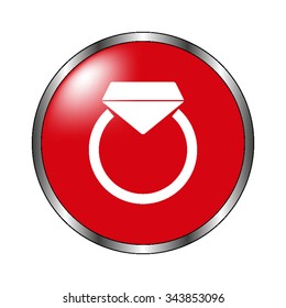 ring - vector icon on the  red button