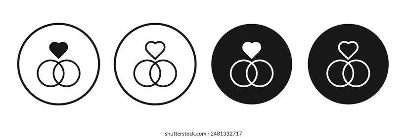 Ring vector icon set black filled and outlined style.