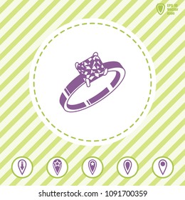 ring  vector icon with square diamond. Flat design style