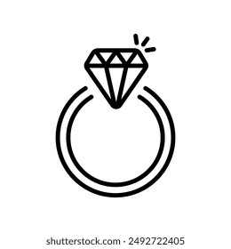 Ring vector icon. Wedding Ring icon. Wedding Ring With Diamond. Engagement Ring.