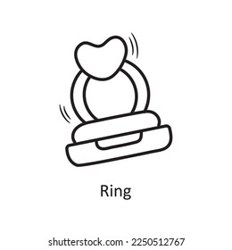 Dibujo de mano de contorno vectorial de anillo Icono ilustración de diseño. Símbolo de San Valentín sobre fondo blanco Archivo EPS 10