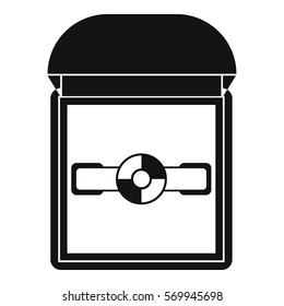 Ring in a velvet box icon. Simple illustration of ring in a velvet box vector icon for web