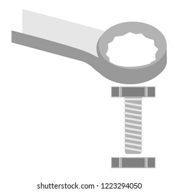 ring wrench. Spanner repair tool. Mechanic or engineer instruments. Support service 